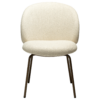 Era Chair in Simply Beige upholstery with rounded backrest, curved seat and slim Antique Brass legs.