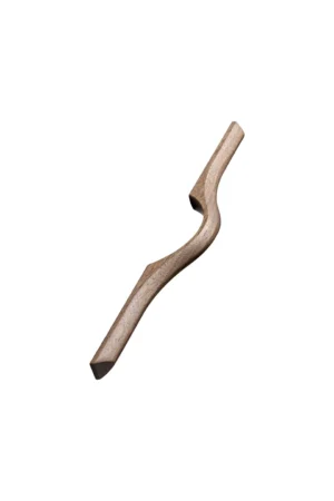 Eros clear lacquered walnut cabinet handle for kitchen cabinets, drawers, wardrobes, and bespoke furniture.