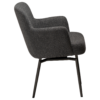 ethos-swivel-armchair-slate-grey-antique-pewter-legs-side Ethos Swivel Armchair in Slate Grey upholstery with curved armrests and Antique Pewter legs.