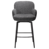 Ethos Swivel Counterstool in Slate Grey upholstery with curved armrests, integrated footrest and Antique Pewter legs.