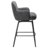 Ethos Swivel Counterstool in Slate Grey upholstery with curved armrests, integrated footrest and Antique Pewter legs.