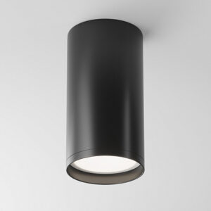 Focus S Ceiling Light in black with compact cylindrical aluminium body and minimalist design.