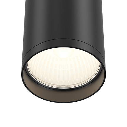 focus-s-ceiling-light-black-bulb Focus S Ceiling Light in black with compact cylindrical aluminium body and minimalist design.