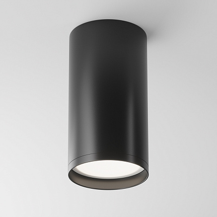focus-s-ceiling-light-black Focus S Ceiling Light in black with compact cylindrical aluminium body and minimalist design.