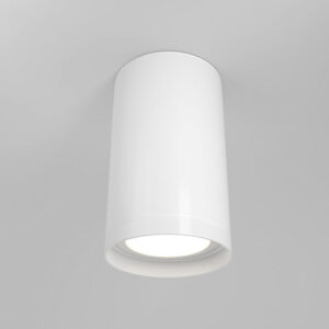 Focus S Ceiling Light in white with compact cylindrical aluminium body and minimalist design.