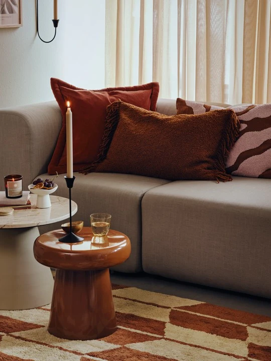 Fria rectangular cushion cover in warm Mocha Bisque fabric, 40 x 60cm