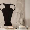 Large Ingrid Vase in beige and black reactive glazed ceramic with a tall sculptural design