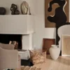 Large Ingrid Vase in beige and black reactive glazed ceramic with a tall sculptural design