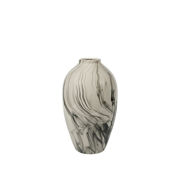 Large Ingrid Vase in beige and black reactive glazed ceramic with a tall sculptural design