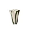 Liva Vase in Hunter Green and White Cream mouthblown glass with a decorative patterned finish