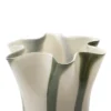 Liva Vase in Hunter Green and White Cream mouthblown glass with a decorative patterned finish