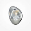 mabell-wall-light Mabell Wall Light with sculptural curved glass shade, reflective finish and exposed central bulb.