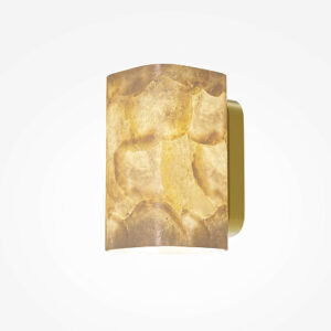 Maris gold wall light with textured translucent shade and warm decorative finish.