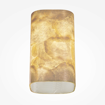 maris-wall-light-gold-angle Maris gold wall light with textured translucent shade and warm decorative finish.