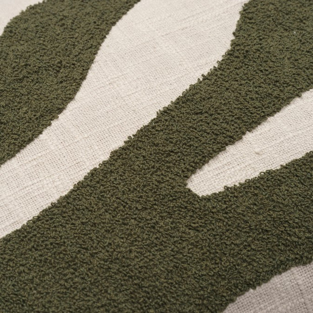 Marlie Cushion Cover in Winter Moss and Oatmeal with textured abstract pattern, 40 x 60cm
