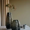 Milla Round Vase in grey mouthblown glass with a soft sculptural shape