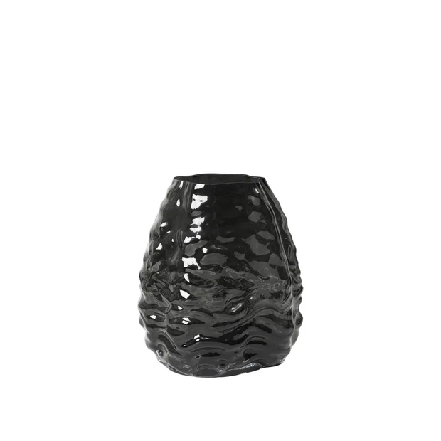 milla-vase-round-grey-mouthblown-glass Milla Round Vase in grey mouthblown glass with a soft sculptural shape