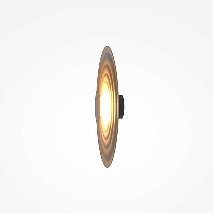 nami-led-wall-light-champagne-side Nami champagne circular LED wall light with sculptural wave design and warm ambient glow.