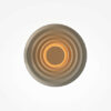 nami-led-wall-light-warm-grey Nami warm grey circular LED wall light with layered wave design and soft 2700K ambient glow.