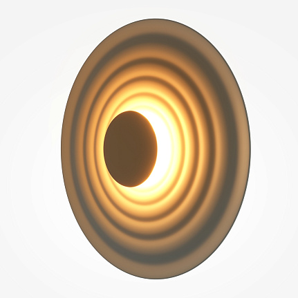 nami-led-wall-light-warm-grey-angled Nami warm grey circular LED wall light with layered wave design and soft 2700K ambient glow.