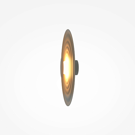 nami-led-wall-light-warm-grey-side Nami warm grey circular LED wall light with layered wave design and soft 2700K ambient glow.