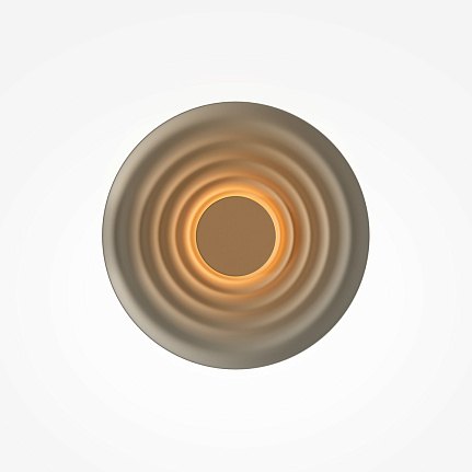 nami-led-wall-light-warm-grey Nami warm grey circular LED wall light with layered wave design and soft 2700K ambient glow.