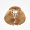 namiki-pendant-light-large-bottom Namiki Pendant Light – Large with sculptural open wooden shade and black metal detailing.