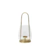 nilo-lantern-brass-metal-glass Nilo Lantern in brass-finish metal and clear glass with a tall contemporary design