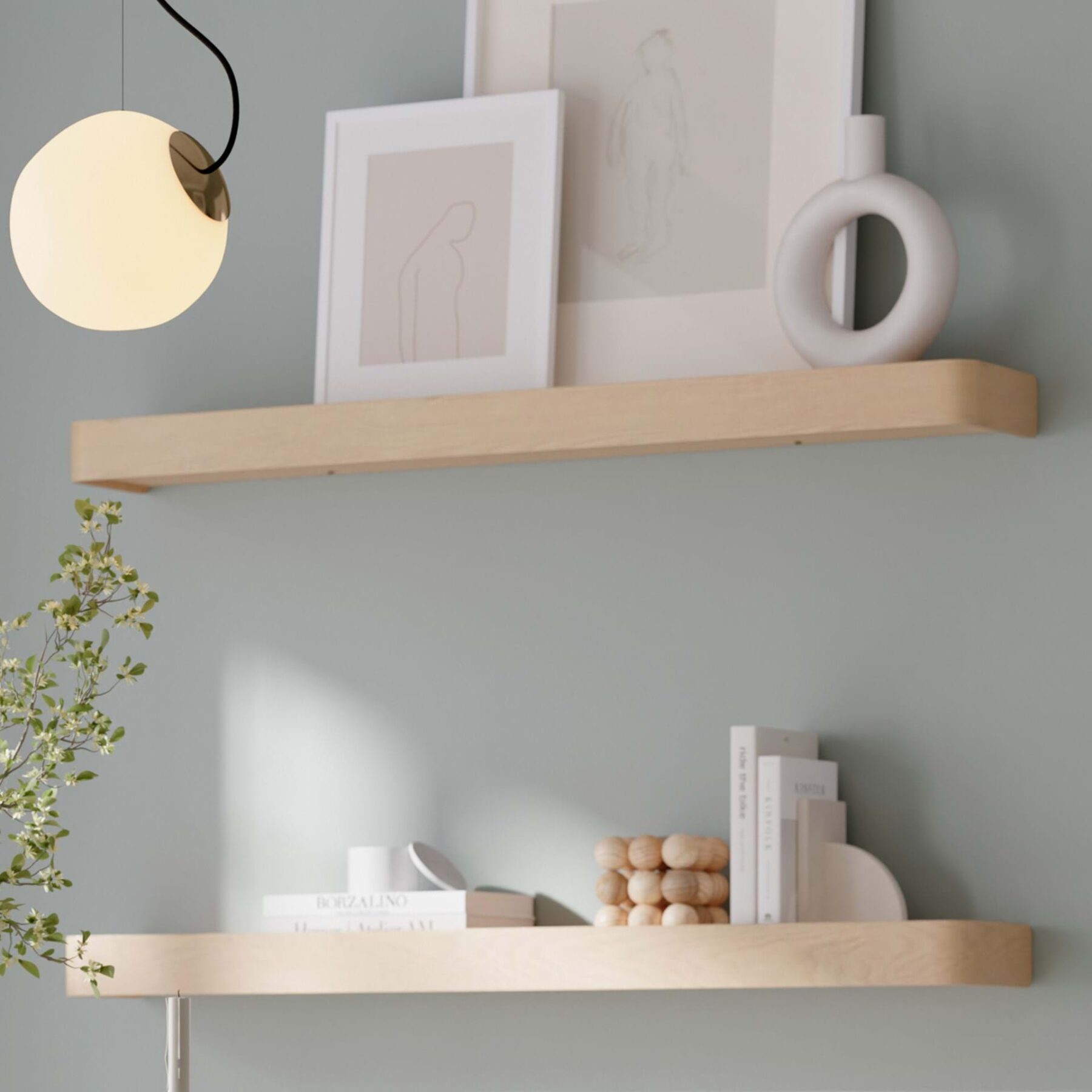 Protopia 120cm shelf in whitewashed oak veneer with clean contemporary design and natural wood grain.