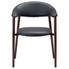 ravish-armchair-raven-black-walnut-veneer-legs-front Ravish Armchair in Raven Black upholstery with curved walnut veneer back, integrated armrests and walnut legs.