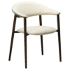 ravish-armchair-simply-beige-boucle-mocca-stained-ash-veneer Ravish Armchair in Simply Beige bouclé with curved upholstered back, mocca stained ash veneer and matching timber legs.