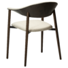 ravish-armchair-simply-beige-boucle-mocca-stained-ash-veneer-angled Ravish Armchair in Simply Beige bouclé with curved upholstered back, mocca stained ash veneer and matching timber legs.