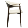 ravish-armchair-simply-beige-boucle-mocca-stained-ash-veneer-side Ravish Armchair in Simply Beige bouclé with curved upholstered back, mocca stained ash veneer and matching timber legs.