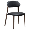 ravish-chair-raven-black-faux-leather-mocca-stained-ash-veneer Ravish dining chair in Raven Black faux leather with a curved mocca stained ash veneer back and matching timber legs.