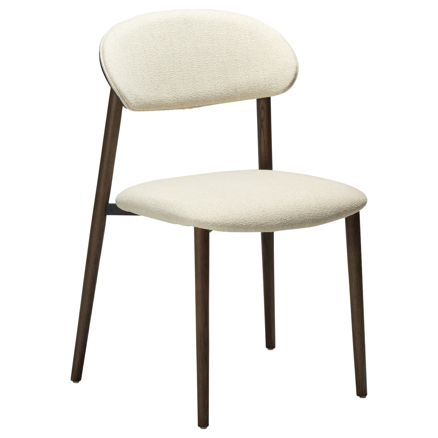 ravish-chair-simply-beige-mocca-stained-ash-veneer Ravish dining chair in Simply Beige fabric with a curved mocca stained ash veneer back and matching timber legs.