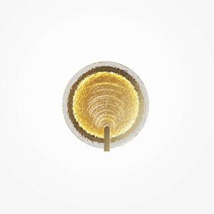 Regatta Textured Glass Wall Light – Gold Small with circular glass shade and warm gold detailing.