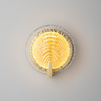 Regatta Textured Glass Wall Light – Gold Small with circular glass shade and warm gold detailing.