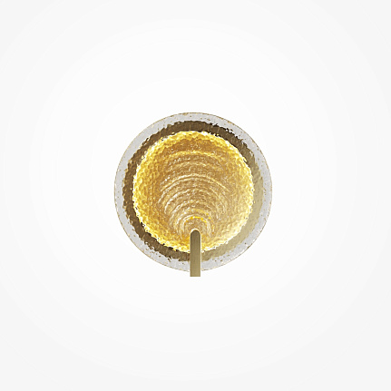 Regatta Textured Glass Wall Light – Gold Small with circular glass shade and warm gold detailing.