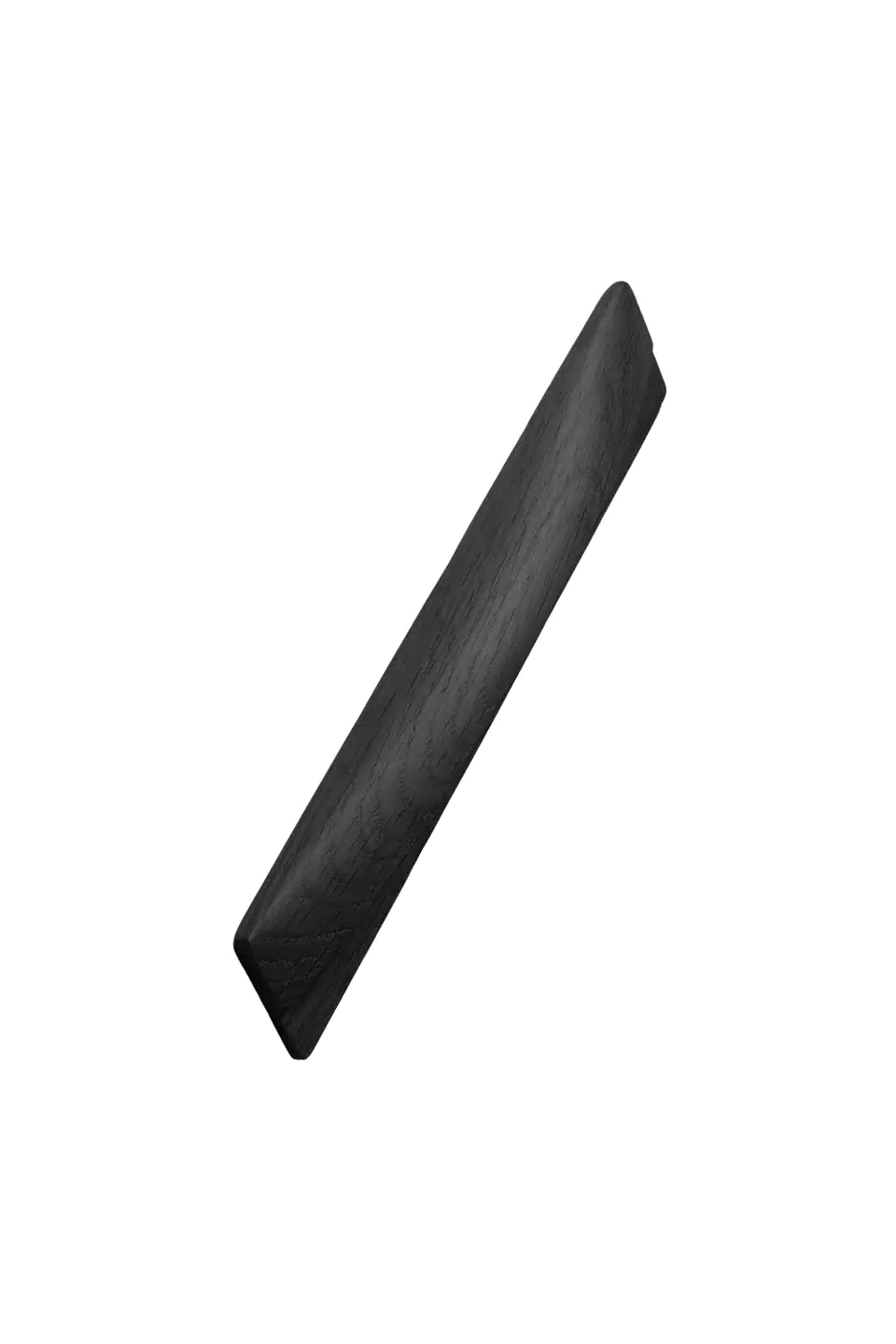 Taurus black stained ash cabinet handle with sculptural Scandinavian design for kitchen cabinets, drawers, wardrobes, and bespoke furniture.