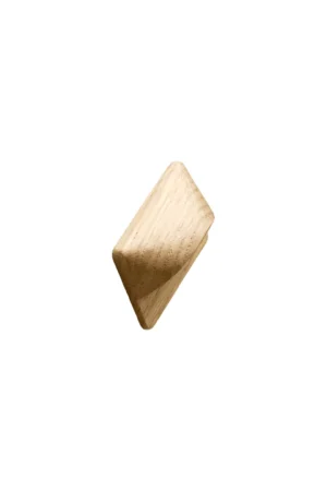 Taurus clear lacquered oak cabinet knob with sculptural Scandinavian design for kitchen cabinets, wardrobes, drawers, and bespoke furniture.
