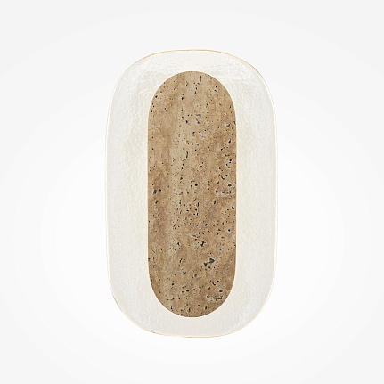 tavo-oval-wall-light-front TAVO Oval Wall Light with glass detailing, warm beige finish and compact contemporary design.
