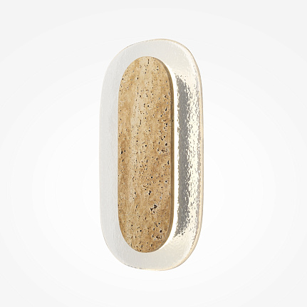 tavo-oval-wall-light TAVO Oval Wall Light with glass detailing, warm beige finish and compact contemporary design.