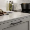 Terra matt black cast iron cabinet handle for kitchen cabinets, drawers, wardrobes, and bespoke furniture.
