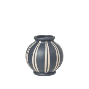Wilma Vase in Maritime Blue and Rainy Day Grey handpainted ceramic