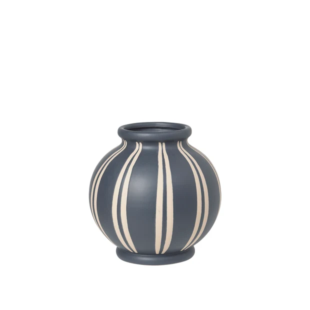 Wilma Vase in Maritime Blue and Rainy Day Grey handpainted ceramic