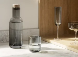 Close up image of the Fuumi Water Carafe with glass